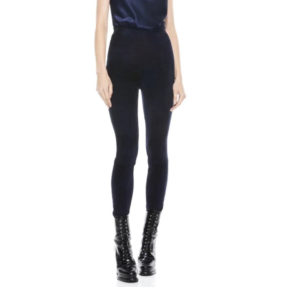 Alice + Olivia | Maddox Suede High-Waist Side-Zip Leggings Size 12